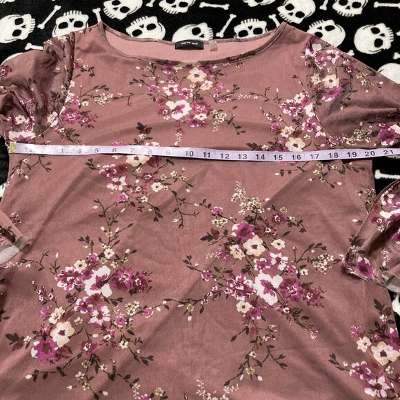 VERVE AMI Mauve long bell sleeve mesh overlay plus size blouse ~ XL XXL 2X shirt - Picture 6 of 13